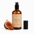 Velvet Fig room and linen spray by Aroma House Miami, 3.4 fl oz amber glass bottle with lemon, freesia, amber notes