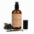 Blackcurrant Rose room and linen spray by Aroma House Miami, 3.4 fl oz amber glass bottle with blackcurrant leaf, blackcurrant fruit, vanilla notes