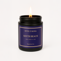 South Beach 9 oz soy wax candle in matte black jar, Hôtel d'Aroma collection by Aroma House Miami, lemon, green tea, musk